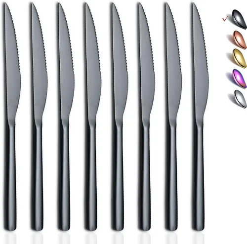 Vista 9 de HOMQUEN Cuchillos para carne, juego de 8 cuchillos de carne de acero inoxidable de alta calidad, juegos de cuchillos de carne, cuchillos alemanes