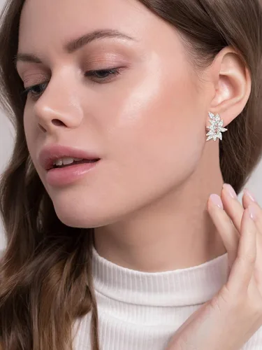 Vista 6 de Prom Earrings Bridesmaid Gifts for Wedding Day Silver Rhinestone Earrings Prom Jewelry Sets Prom Dresses 2024