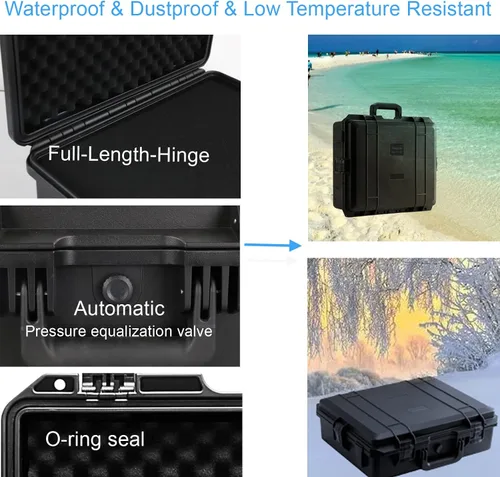 Vista 5 de Regetek Funda rígida impermeable de 21.85 x 18.11 x 7.08 pulgadas, estuche de almacenamiento de viaje con espuma para Starlink MINI, cámara