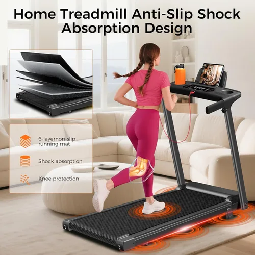 Vista 11 de Aiteid Treadmill with 12% Incline, 3.0HP Low Noise Treadmills for Home, Portable Electric Treadmill with Handles, Walking Pad, Compact Running