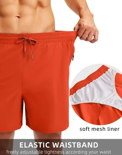 Vista 5 de Viodia Traje de baño para hombre de 5 pulgadas con bolsillos con cremallera, pantalones cortos de playa de secado rápido para hombre, traje de baño
