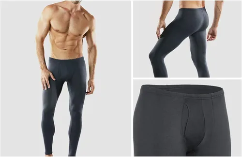 Vista 9 de TSLA Pantalones de ropa interior térmica para hombre, leggings largos con forro polar cálido, capa base de invierno