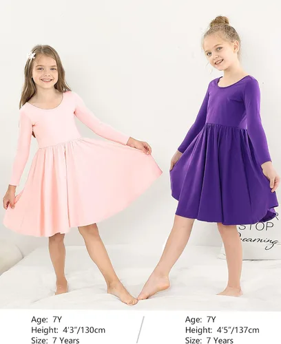 Vista 7 de Stelle Vestido de patinadora de manga larga para niñas y niños pequeños, Blanco