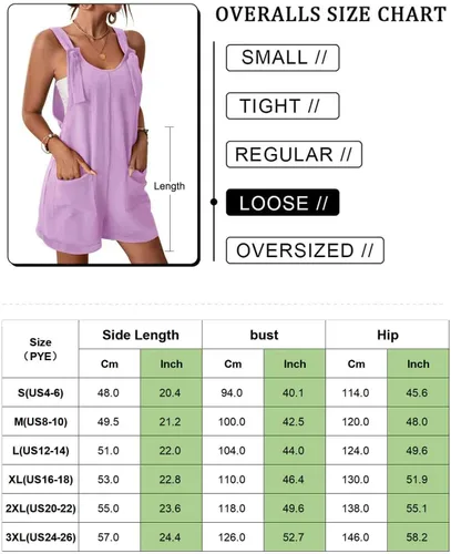 Vista 5 de YESNO Overol corto casual de verano para mujer, ajustable, con correa de nudo, con bolsillos, PYE