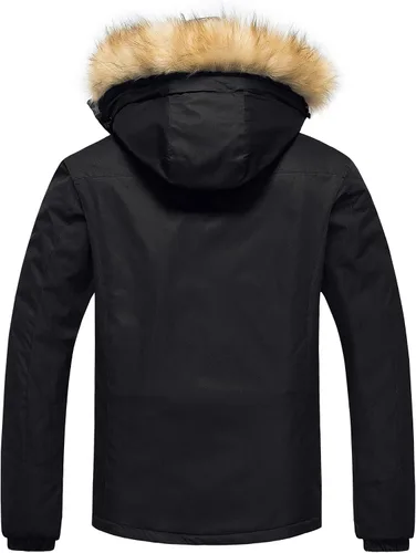 Vista 2 de Pursky Chaqueta de esquí impermeable para hombre abrigos de nieve de invierno abrigos de piel con capucha