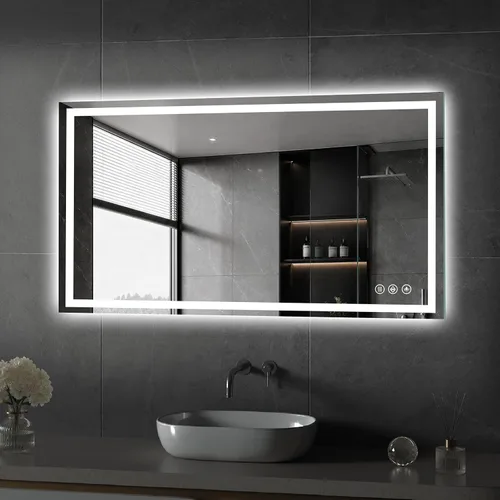 Vista 27 de Koonmi Espejo de baño LED 38x26 con luz, antivaho y 3