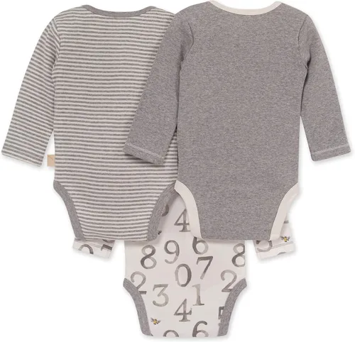 Vista 2 de Burt's Bees Baby Body unisex para bebé, paquete de 3 unidades de manga larga y corta, 100% algodón orgánico