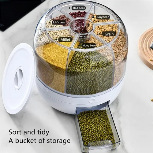 Vista 5 de Dispensadores de cereales Dispensador de arroz de gran capacidad, contenedor de almacenamiento de granos, dispensador de alimentos secos