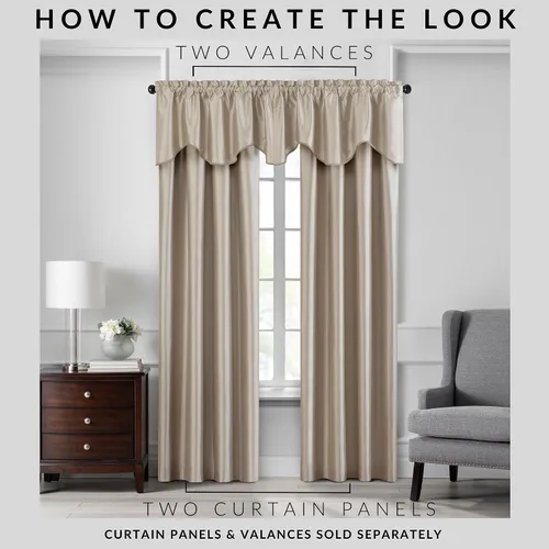 Vista 3 de Elrene Home Fashions Colette - Cortina opaca de seda sintética para ventana, 52 x 84 pulgadas (1 panel), color gris pardo