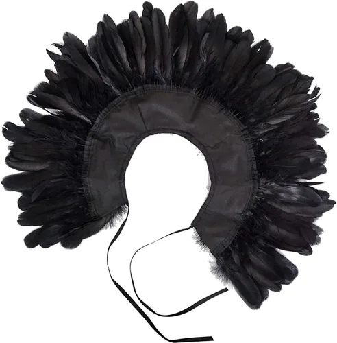 Vista 8 de L'VOW Estola de capa de plumas de moda negro blanco beige chal iridiscente