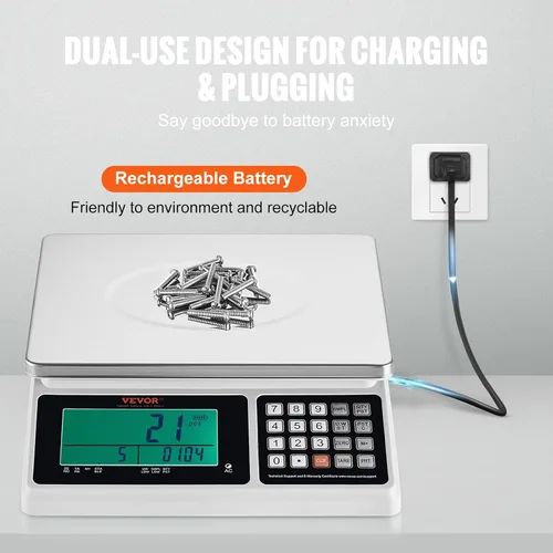 Vista 4 de VEVOR Báscula de conteo industrial, 66.1 lbs x 0.04 oz, báscula digital para piezas y monedas, unidades de g/kg/lb, báscula electrónica de gramos