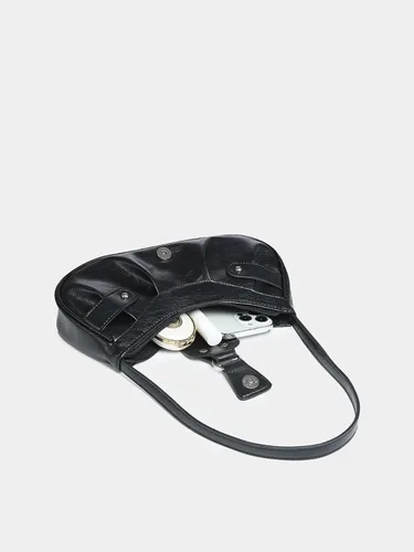 Vista 4 de Verdusa Bolso de mano plisado para mujer, bolso de mano de piel sintética Negro