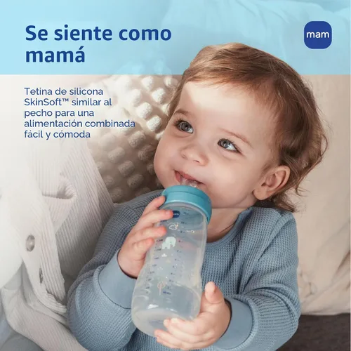 Vista 6 de MAM Biberón anticólico activo activo de flujo natural de 11 oz, 4+ meses Azul verdoso