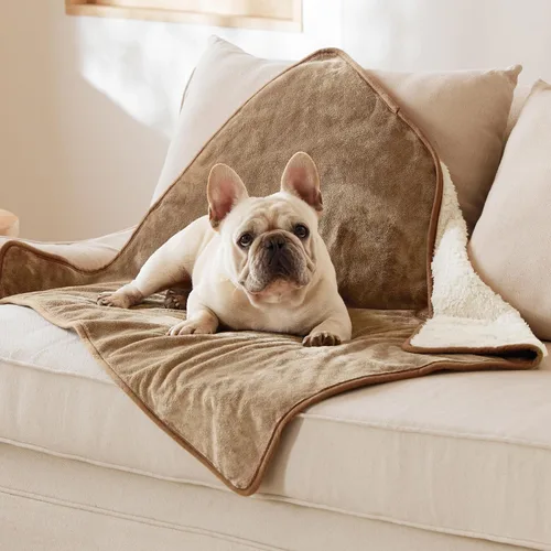 Vista 54 de Bedsure - Mantas impermeables para perros pequeños - Manta de felpa de sherpa con impresión suave lavable para perros y gatos, protector de muebles