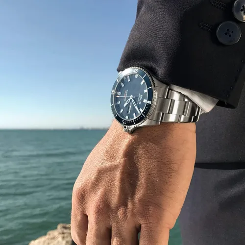 Vista 5 de Mido M026.430.11.041.00 Ocean Star Reloj automático analógico de acero inoxidable azul y plateado para hombre, Azul Patchwork, Reloj de buceo