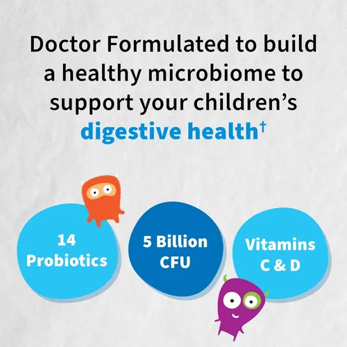 Vista 3 de Garden of Life Dr. Formulated Probiotics Organic Kids+ plus Vitamina C y D – Sandía – Libre de gluten, lácteos y soja, suplemento para la salud