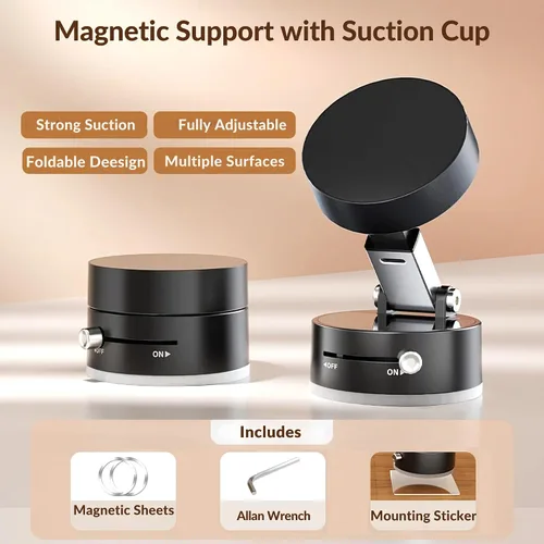 Vista 2 de Soporte magnético para teléfono al vacío, soporte de automóvil con succión de 360°, soporte para teléfono celular compatible con MagSafe