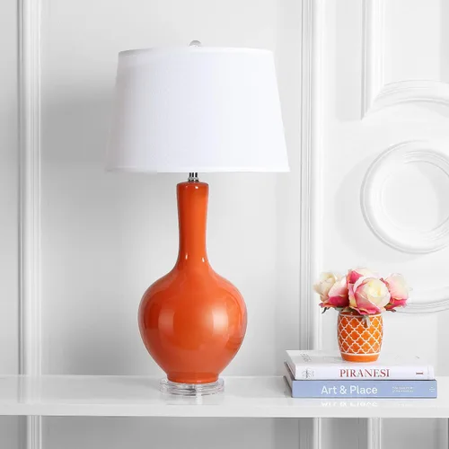 Vista 5 de Safavieh Lighting Collection Blanche Gourd - Lámpara de mesa (2 unidades), color naranja