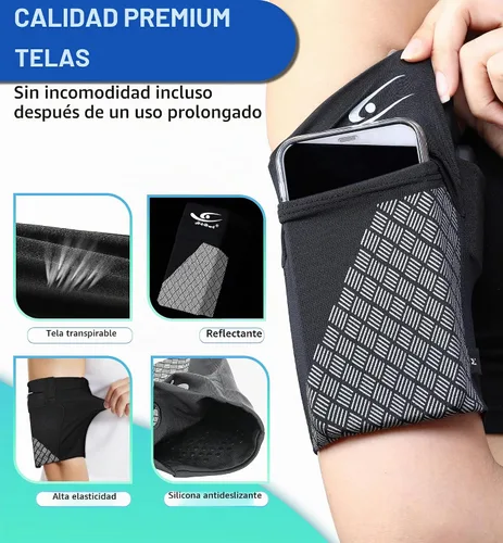Vista 3 de HiRui Brazalete deportivo universal para teléfono celular, brazalete para correr para entrenamiento de ejercicio, compatible con iPhone Negro