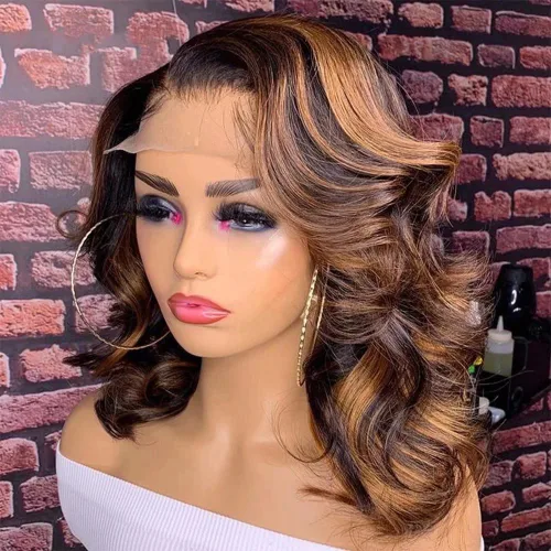 Vista 8 de Peluca de cabello humano corto ondulado con encaje frontal transparente HD de 13 x 6 pulgadas, con nudos blanqueados, sin pegamento, para mujeres, 8
