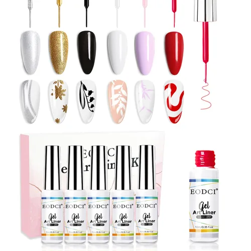 Vista 7 de Eodci - Juego de esmalte de gel para arte de uñas, 12 colores negro, blanco, rosa intenso, amarillo, verde con purpurina, esmalte de gel para otoño