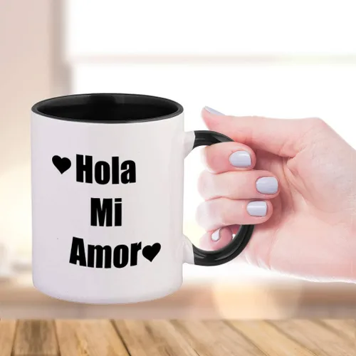 Vista 3 de Hola Mi Amor - Taza de cerámica color azul marino