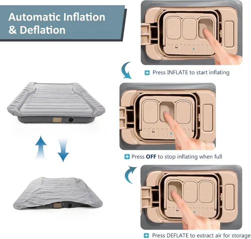 Vista 4 de Colchón de aire autoinflable para SUV con bomba eléctrica integrada, colchón de aire de coche para maletero, colchón portátil para automóvil