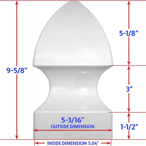 Vista 2 de Jake Sales 4" White Vinyl Ball Post Cap for Vinyl, PVC & Plastic Fence 2-ct