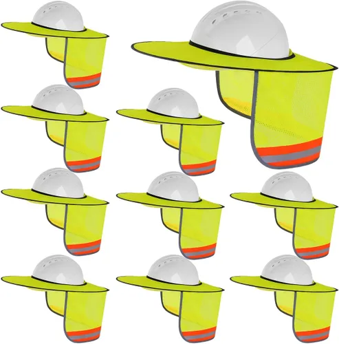 Vista 9 de Paquete de 2 protectores solares para casco duro, protector solar de malla de ala completa para cascos duros, alta visibilidad, reflectante