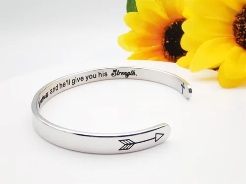 Vista 383 de Pulseras inspiradoras para mujer, joyería de acero inoxidable, con refranes, pulsera motivacional con mensaje oculto, pulseras grabadas para mejor