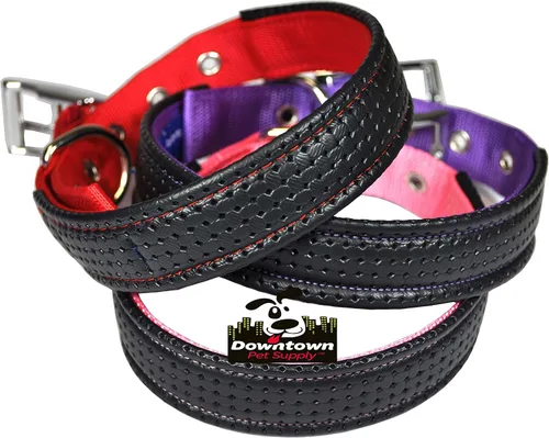 Vista 3 de Collar para perros deluxe ajustable, grueso, (azul, rojo, negro, morado, rosa, pequeño, mediano, grande o extragrande) de Downtown Pet Supply Púrpura