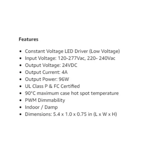 Vista 7 de SIRS-E ERP VLM100W-24 Voltaje constante DC Power Compact LED Driver 24V 4A 96W UL Clase P para luces LED e iluminación