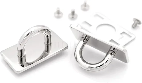 Vista 7 de CRAFTMEMORE 2 juegos de placa rectangular con anillo en D de 5/8 pulgadas con conector de puente de rosca para bolso, collar decorativo, gargantilla