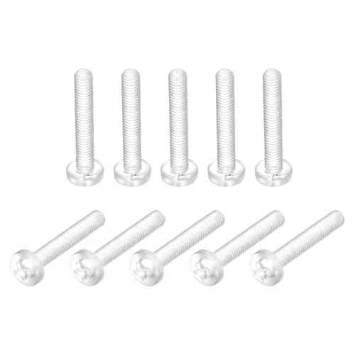 Vista 22 de uxcell M2x6mm plástico Phillips pernos 50pcs PC Pan cabeza máquina tornillos transparentes