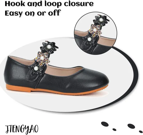 Vista 4 de Zapatos de vestir para niñas, zapatos de princesa con purpurina, zapatos de ballet brillantes para boda, fiesta de boda, tacón bajo con lazo