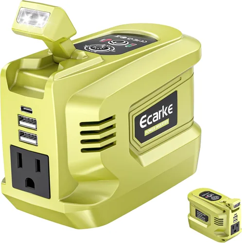 Vista 11 de Ecarke Inversor de corriente para batería Makita de 18 V: convertidor de 200 W de CC (18 V) a CA (110 V~120 V), toma de corriente con 2 puertos USB