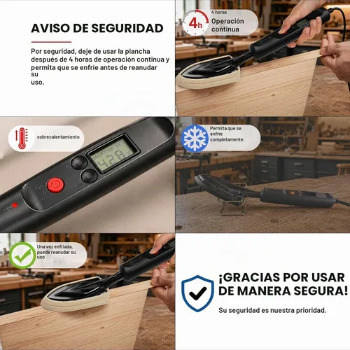 Vista 6 de Plancha de banda de borde con pantalla LCD, ajustable 212-428F (100-220C), soporte de metal, cable de alimentación de 98 pulgadas, 3 calcetines Negro