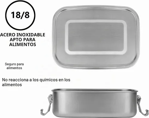 Vista 7 de Lonchera de acero inoxidable – Contenedor de alimentos ecológico y reciclable, a prueba de fugas y apto para lavavajillas, sin BPA, diseño de comida