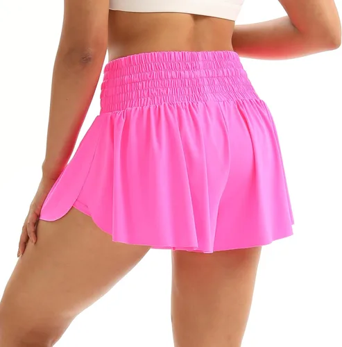 Vista 4 de Blaosn Pantalones cortos atléticos fluidos para mujer, cintura alta, gimnasio, yoga, entrenamiento, correr, tenis, falda falda pantalón de ropa