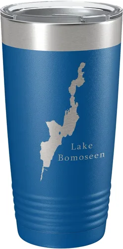 Vista 17 de Lake Bomoseen Map Tumbler Travel Mug Insulated Laser Engraved Coffee Cup Vermont 20 oz Black