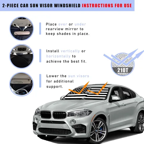 Vista 4 de Ziciner 2 parasoles para parabrisas de automóvil, bloqueador de calor solar y rayos UV, protector plegable de 28 x 31 pulgadas, accesorios