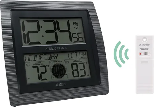 Vista 2 de La Crosse Technology BBB86118-INT Reloj digital atómico curvo con fase lunar y temperatura
