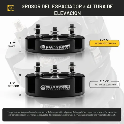 Vista 3 de Supreme Suspensions - juego de separadores para elevación de la suspensión delantera para Nissan Frontier, Negro