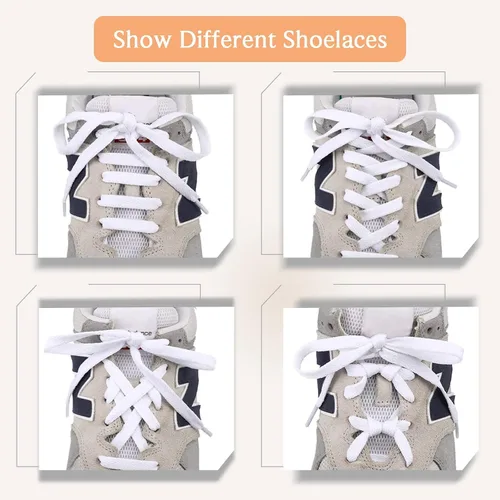 Vista 5 de 2 cordones blancos para zapatos, cordones planos, cordones para zapatos deportivos, cordones duraderos para entrenadores, botas de senderismo