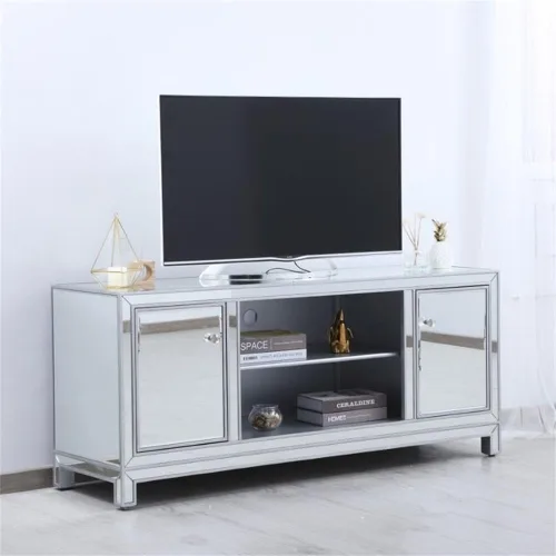 Vista 2 de Elegant Decor Soporte de TV con espejo de 60 pulgadas en plata antigua