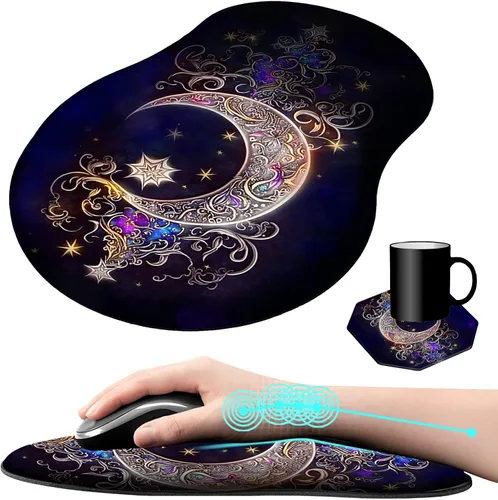 Vista 10 de Alfombrilla de mouse con soporte para muñeca, diseño de mariposa azul, ergonómica, con reposamuñecas para computadora portátil, computadora, hogar