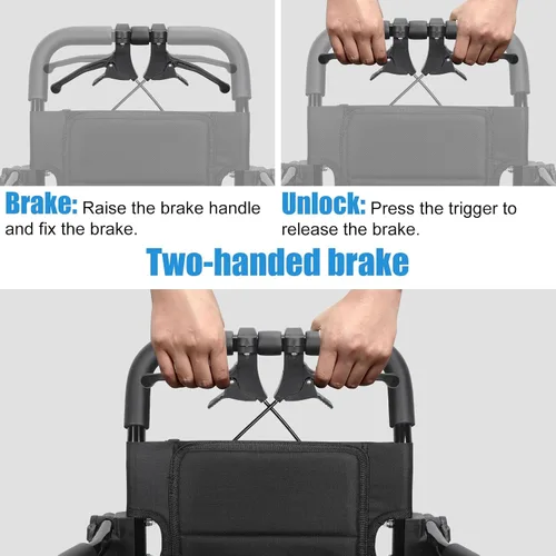 Vista 4 de Sillas de ruedas para adultos, silla de ruedas de transporte ligera plegable, silla de ruedas portátil ligera plegable para personas mayores