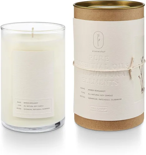 Vista 18 de ILLUME Elemental Collection, vidrio natural de hoja de cedro cítrico, vela de 11.5 onzas, 11.5 onzas, rojo