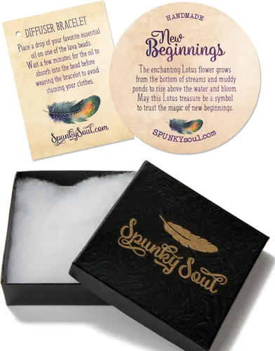 Vista 5 de SPUNKYsoul - Pulsera de hematita con flor de loto, apilable, para curación y nuevos principios