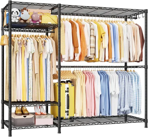 Vista 9 de Ulif F7 Plus - Perchero de ropa resistente, perchero para colgar ropa, 6 niveles, estante de almacenamiento portátil independiente de 68 pulgadas